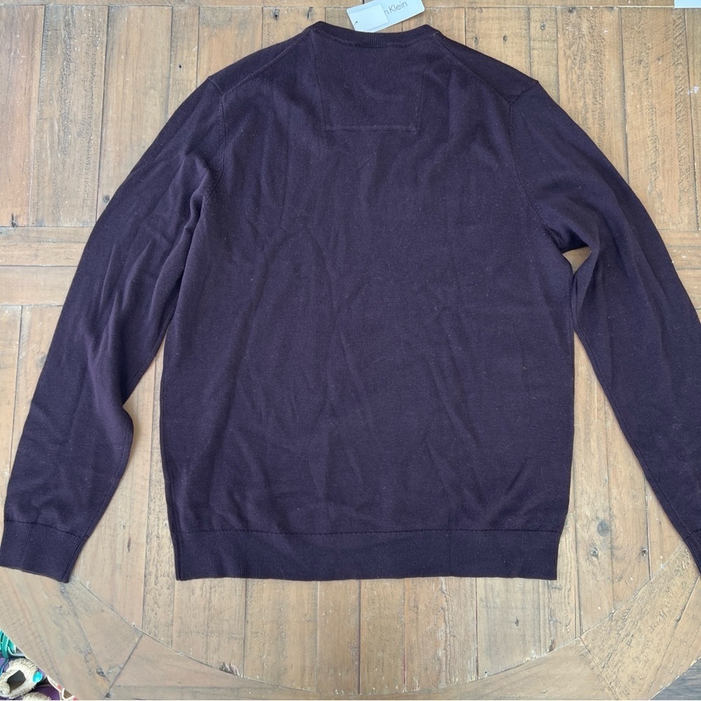 Calvin Klein Extra Fine Merino Wool V-neck Sweater Mens Medium Dark Chestnut NWT - Picture 7 of 10